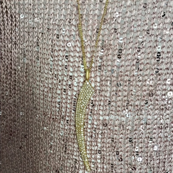 VinceCamuto gold long pave pendant necklace - Picture 4 of 12